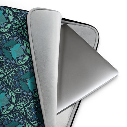 Teal Flower Laptop Sleeve