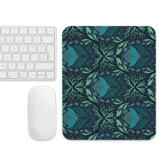 Teal Flower Mouse pad