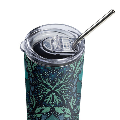 Teal Flower Stainless steel tumbler