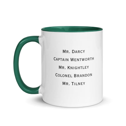 Austen Hero names, Mug with Color Inside