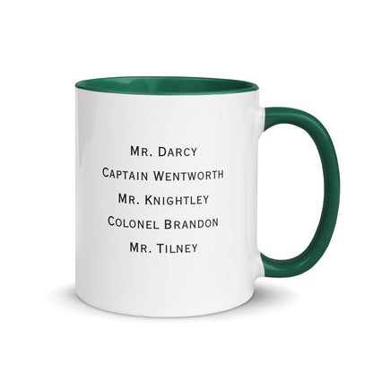 Austen Hero names, Mug with Color Inside