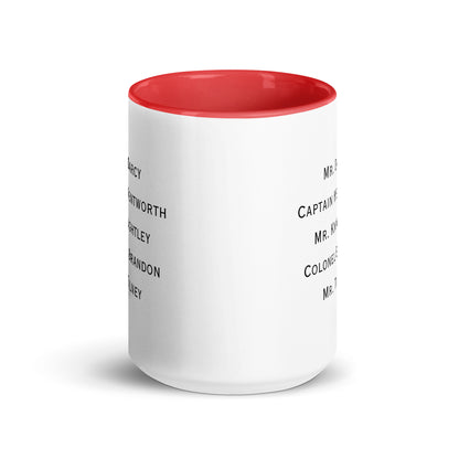 Austen Hero names, Mug with Color Inside